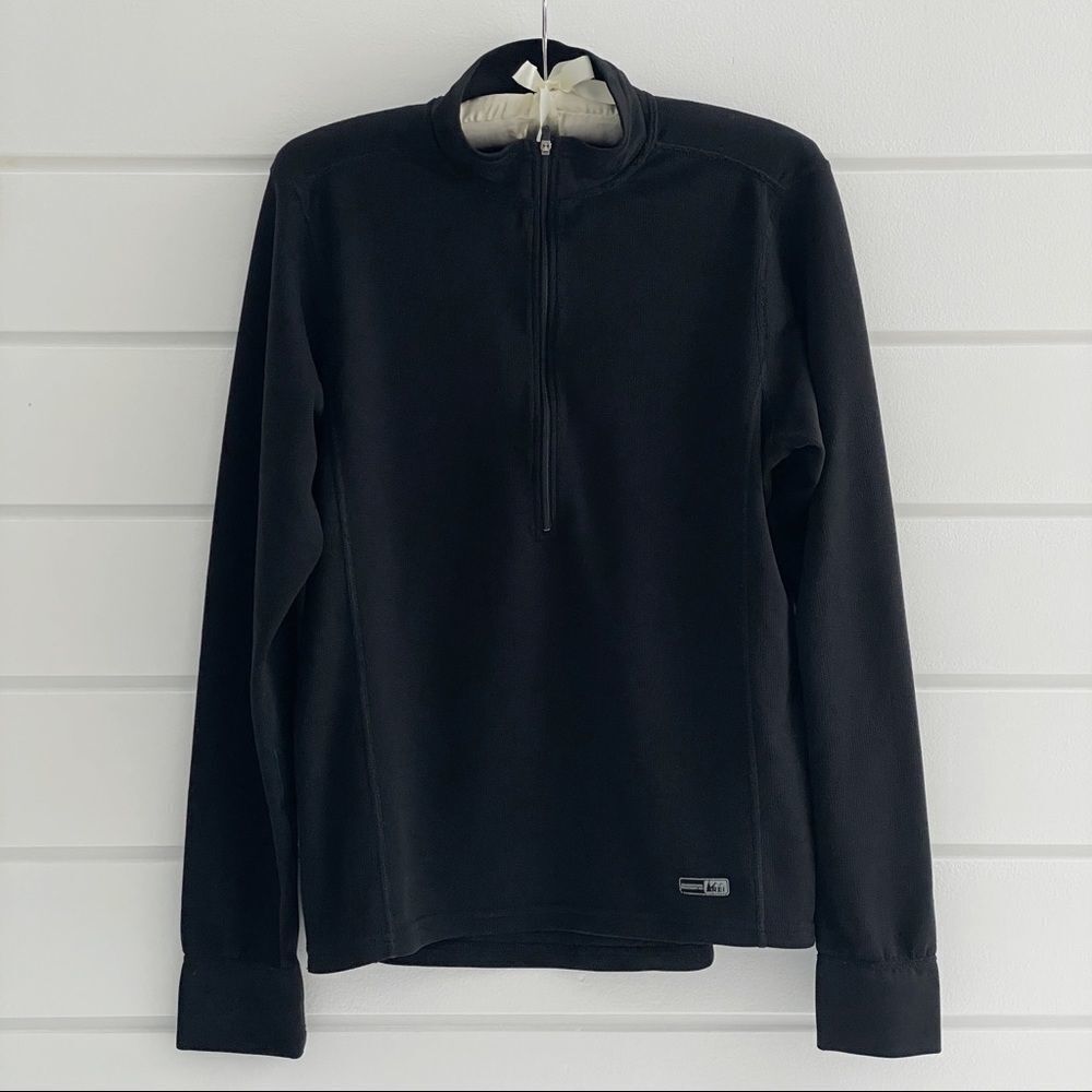 Rei Women's Long Sleeve Quarter Zip Pull Over Top Size Small Black White